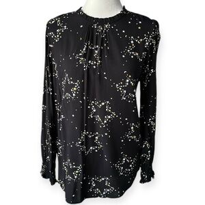 Marks & Spencer black star print long sleeve top festive celebration size 8